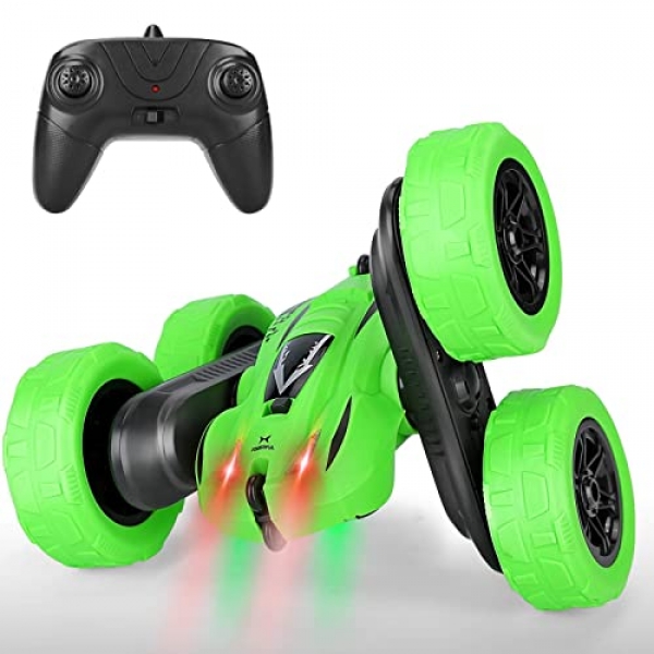 Faraway Management Vehicle, 2.4GHZ Electrical Dash Stunt Vehicle Double Sided Rotating Tumbling 360° Flip, RC Vehicle with LED Headlights High-Sail 4 wheel pressure Off-Aspect toll…