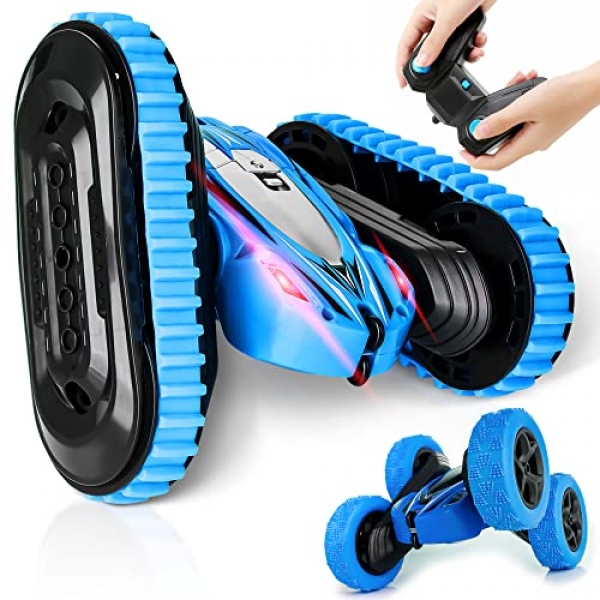 Crawler & Four wheel power 2-in-1 Some distance away Control Automotive, 2 Forms of Tires, Double-Facet 360° Rotation, LED Headlights, Rechargeable Excessive Bolt Stunt Toy…