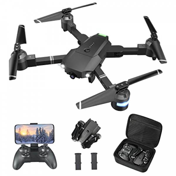 Drones with Camera for Adults with Carrying Case – ATTOP 1080P FPV Drone, Foldable RC Drone Narrate/Gesture/Gravity Retain watch over, One Key Return Emergency Live…