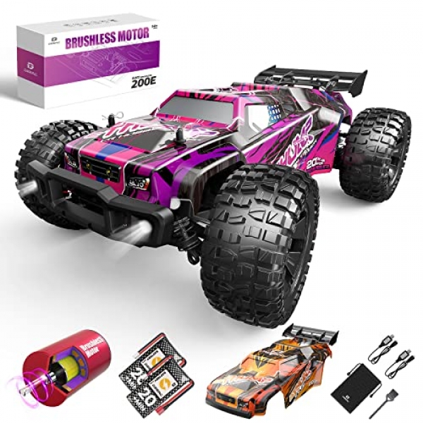 DEERC 200E Immense Brushless RC Vehicles for Adults 1:10 RC Vans,60 KM/H High Tempo 2021 Upgraded A long way away Control Car,Further Shell LED Headlight…