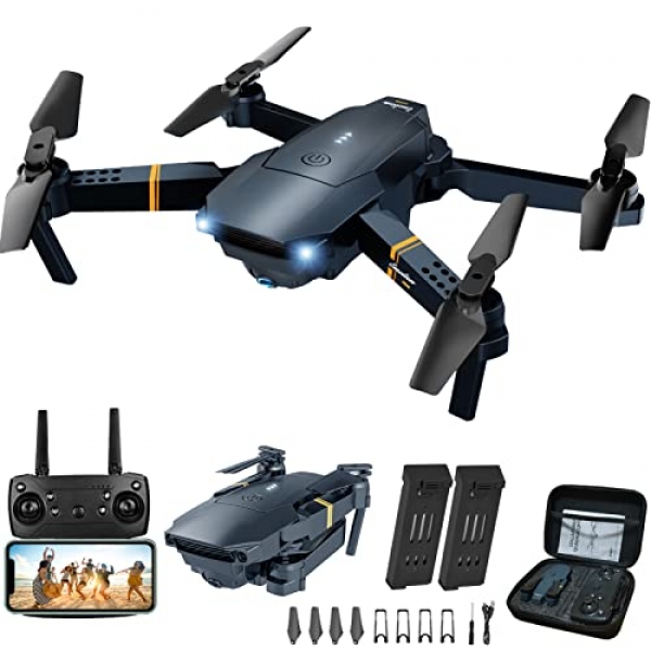 Drone with Digicam for Adults, Foldable RC Quadcopter Early life Toys, 1080P HD FPV Video Drone for Beginners, 2 Batteries,Carrying Case,One Key Open,Altitude Support,Headless Mode,Waypoints…