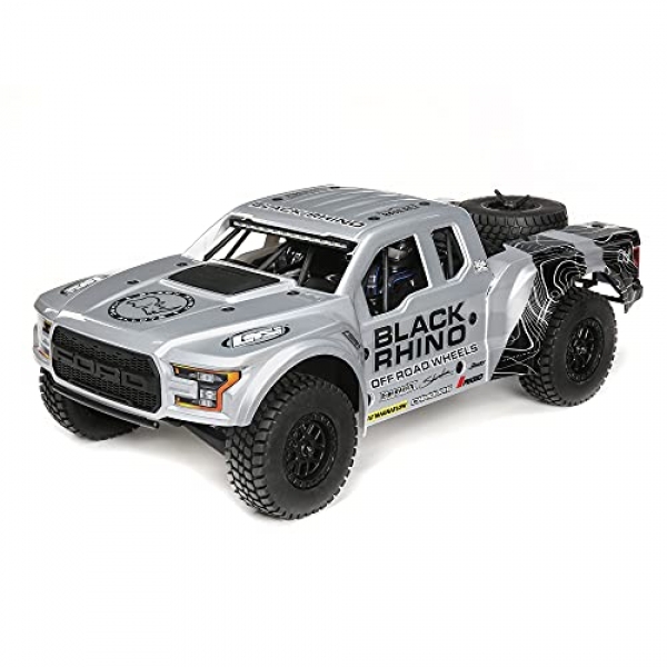 Losi RC Truck 1/10 Shaded Rhino Ford Raptor Baja Rey 4 wheel force Brushless RTR (Battery and Charger Not Integrated) with Clear, LOS03020V2T2