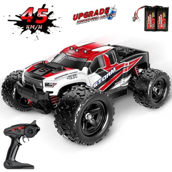 TizzyToy A ways flung Control Car 1:18 Scale 45Km/h 4 wheel force RC Car, Waterproof Waft Off-Avenue Excessive Tempo A ways flung Control Car with…