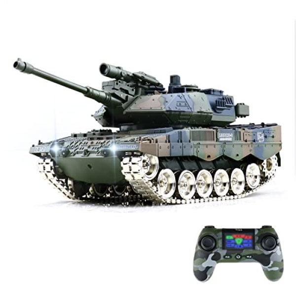 RC Tanks with Metallic Notice and Metallic Wheels, TIMWIENR 1:18 Scale Excessive Lag RC Navy Tank That Shoot BBS and Waterbombs, Spray Mists, Far off…