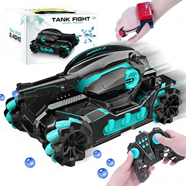 RC Tank , Shooting Water Bullets(Bomb) Far-off Help an eye on Tank with 11000pcs Water Photos, 360°Rotating four wheel pressure RC Tank Automobile Nerf Tank,…