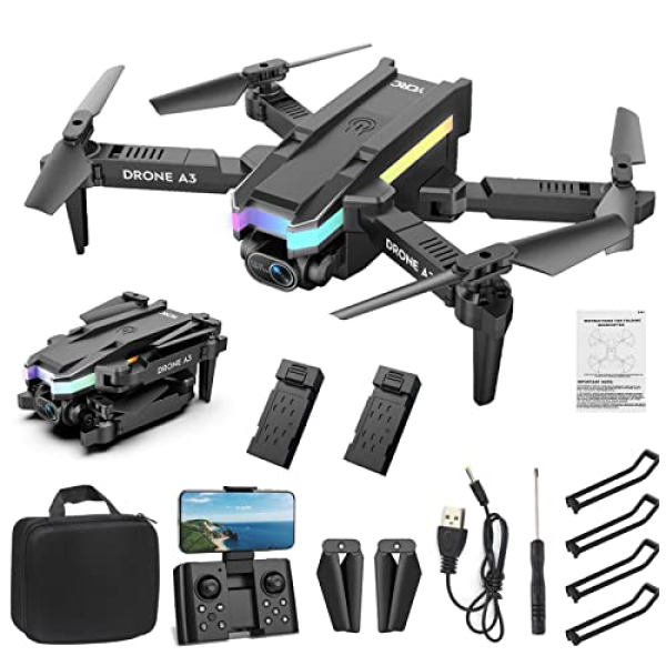 MUMICO WiFi FPV Drone with Twin 4K HD Cam – Quadcopter with Altitude Retain Headless Mode/Trajectory Flight/Rolling 360°/One Key Starting up up/Tempo-Adjustment – A long…