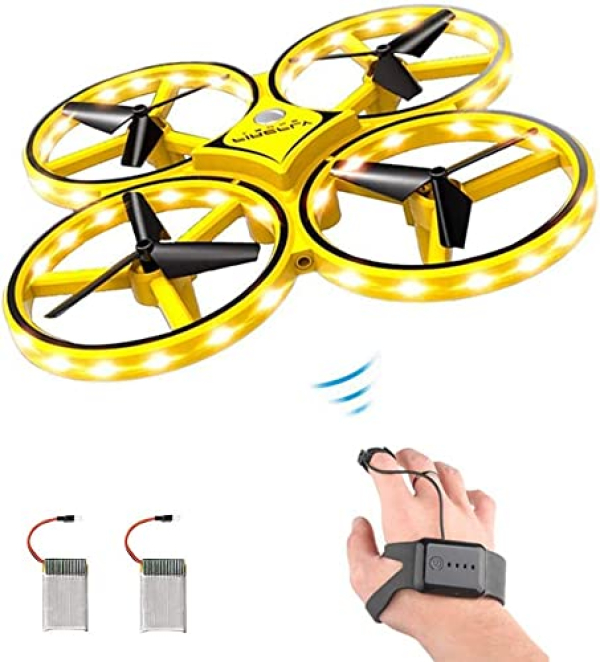 Gesture Shield watch over Drone Rc Quadcopter Airplane Hand Sensor Drone with Neat Gaze Managed, 2 batteries, 360° Flips, Led Light, 3 Modes, USB Cable,…