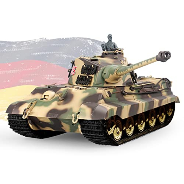 Heng Long RC Tank for Adults 1:16 2.4ghz German Tiger King Henschel Remote Control Tank Model (320-Degree Rotating Turret) RC Tanks That Shoots Military Vehicles…