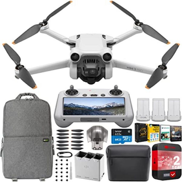 DJI Mini 3 Pro Camera Drone Quadcopter with RC Smart Remote Controller + Fly More Kit Plus with 4K 48MP Extended Protection & 3 Battery…